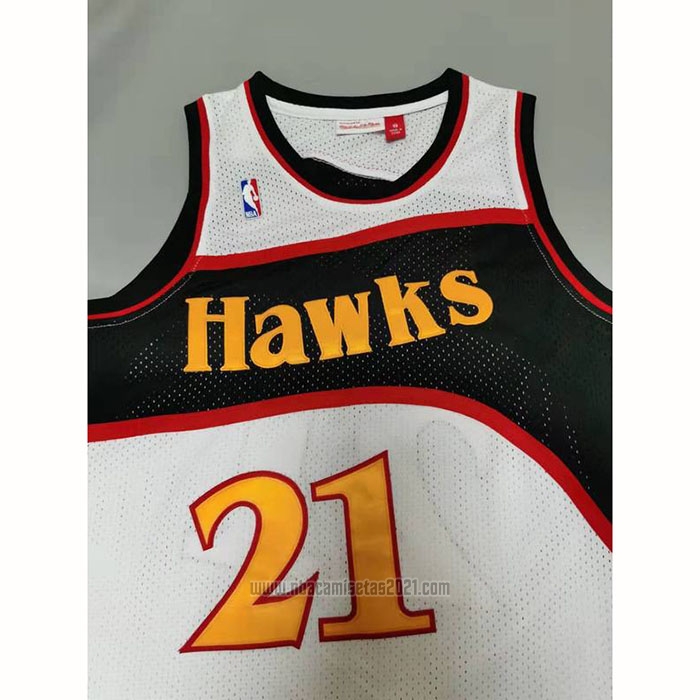 Camiseta Atlanta Hawks Dominique Wilkins #21 Mitchell & Ness 1986-87 Blanco